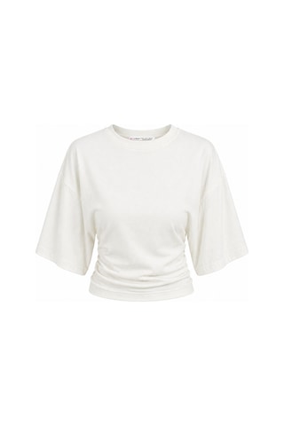 Mixray 2102 Kadın Modal Büzgü Detaylı Dökümlü Soft T-shirt Beyaz