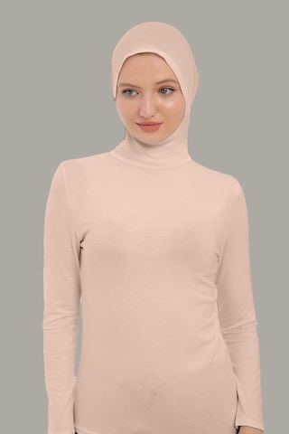 Sonbaharmoda Kadın Uzun Kollu Body Boyunluklu Boneli Tam Badi Boğazlı Likralı Penye Bej