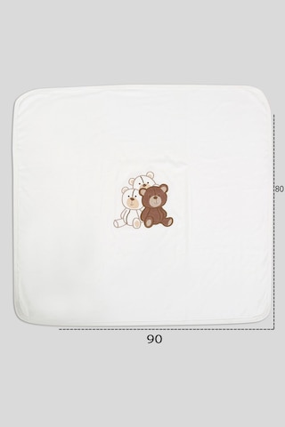 %100 Pamuklu Yenidoğan Çift Katlı Penye Bebek Battaniyesi Sb 512 Krem