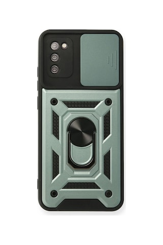 Samsung Galaxy A03s Kılıf Pars Lens Yüzüklü Silikon - Yeşil
