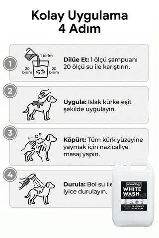 Animology White Wash Beyaz Tüylü Köpeklere Özel 20:1 Konsantre Köpek Şampuanı 5 Lt