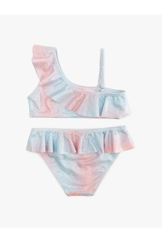 Koton Bikini Takımı Fırfırlı Tek Omuz İnce Askılı Pembe Desenli 5skg00020mm Pembe Desenli