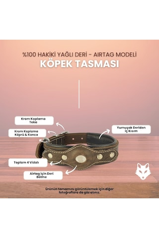 Airtag Uyumlu Flotter Deri Köpek Tasması El Yapımı, Yumuşak & Dayanıklı, Çift Katmanlı Doğal Deri Tornavida & Yedek Vida Dahil Sarı - Lacivert, S