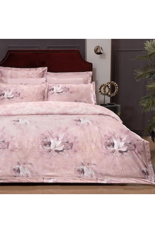 Sarev Freza Saten Nevresim Takımı Çift Kişilik , .pembe Pembe
