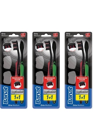 Banat Deep Clean Black Kapaklı Diş Fırçası Medium 2'li x 3 Paket