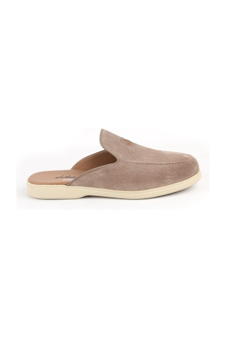Libero L5950 Hakiki Süet Arkası Açık Ultra Hafif Eva Taban Erkek Loafer Sabot Ayakkabı Vizon