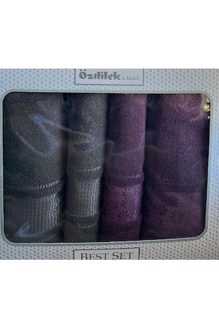 Özdilek Blossom Best Set Hamam Takımı Mürdüm-antrasit Çok Renkli