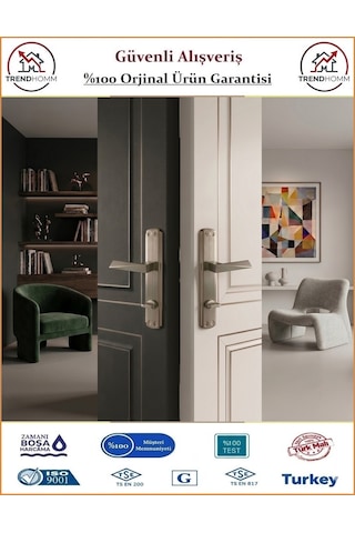 Trendhomm Prizma Aynalı - Nikel Saten - Wc Banyo Kapı Kolu - Sol