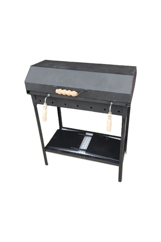 İklim Demir Kapaklı Barbekü Yazlık Tipi Mangal Grill Oluklu Izgara Siyah 40 X 70