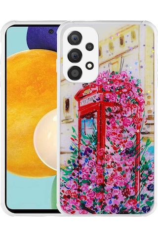Zore Galaxy Uyumlu A23 Kılıf Simli Desenli Kamera Korumalı Parlak Popy Kapak - Kulübe Kulübe