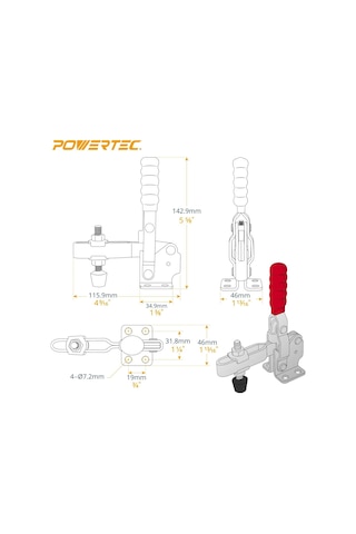 Powertec 20335 Hızlı Serbest Bırakma Dikey Geçiş Kelepçesi 5502-2