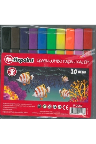 Jumbo Keçeli Üçgen Boya Kalemi 10 Renk Nocolor-5f9412a1