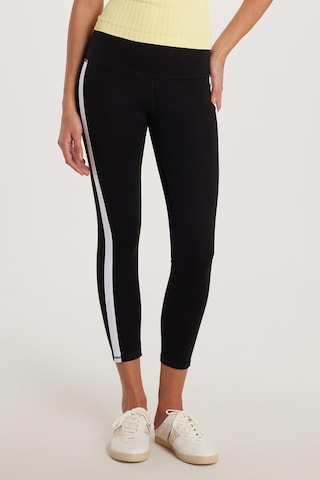 Tudors Kadın Slim Fit Dar Kesim Çizgili Dar Paça Siyah Tayt-33638 siyah
