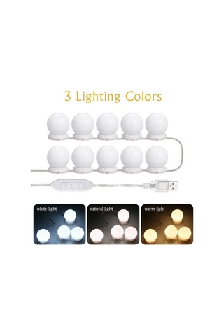 Dancemonkey 3 Aydınlatma Modu Vanity Led 10 Ampullü Ayna Işıklar, Güçlü Led Ayna Işıklar Beyaz