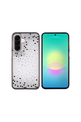 Samsung Uyumlu Galaxy A26 Kılıf Kamera Yükseltili Simli Damla Taşlı Silikon Vardar Şeffaf