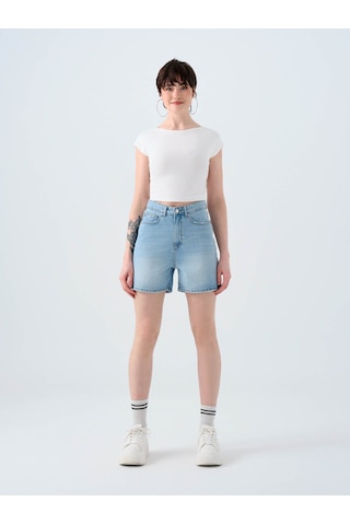 Loft Regular Fit Kot Açık Mavi Kadın Şort Lf2039977 Açık Mavi