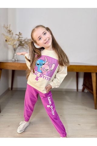 Stitch Kız Çocuk Eşofman Takım Mor