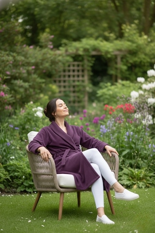 Lumor Şal Yaka Wellsoft Peluş Yumuşak Sabahlık Mor Mor