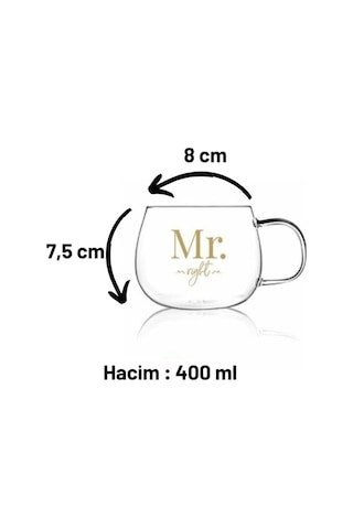 Mr.Right (Erkek Haklı) Model Kulplu Borosilikat Cam Bardak Kupa 4