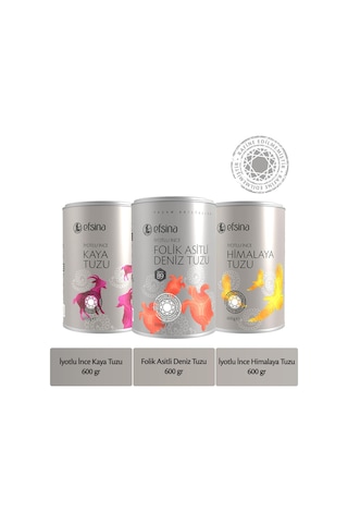 3'lü Paket 600 Gr İyotlu İnce Kaya Tuzu + Folik Asitli Deniz Tuzu + İyotlu İnce Himalaya Tuzu 3'lü Paket 600 Gr İyotlu İnce Kaya Tuzu + Folik Asitli Deniz Tuzu + İyotlu İnce Himalaya Tuzu