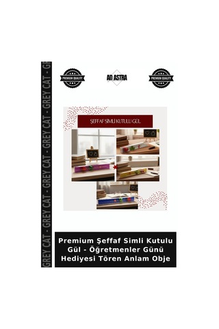 Premium Şeffaf Simli Kutulu Gül - Öğretmenler Günü Hediyesi Tören Anlam Obje