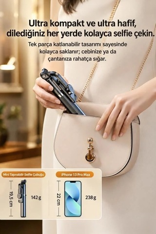 Özel Üretim Tripod Q07 Siyah Aksesuarı Çek Sosyal