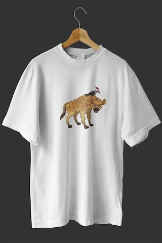 Noıssey -wed Sırtlan 2 Tasarım Baskılı Oversize T-shirt Tişört Beyaz
