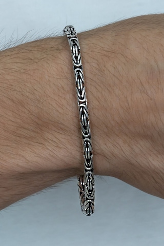 Takı Dükkanı 925 Ayar Gümüş Erkek Bileklik Yuvarlak Kral Model 3,2mm Genişlik 21cm Uzunluk msb04