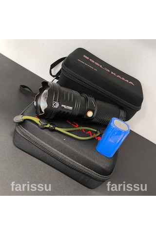 Gold 100W Şarjlı El Feneri 39800 Mah Pil, 3000M Menzil, Süper Parlak Led Siyah