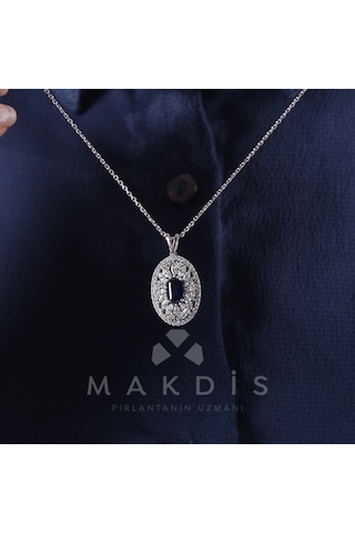 1.55 Karat Safir Pırlanta Kolye - Hrd Sertifikalı 86127838
