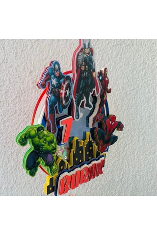 Avengers Temalı Doğum Günü Kişiye Özel Pasta Süsü