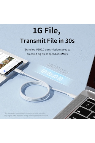 100w Type-c To Type-c 5a Pd 1 Metre Şarj Ve Data Kablosu iPad Uyumlu  & Macbook Uyumlu  - Beyaz