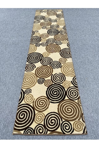 Saray Kesme Halı 10952 A 80x330 Kahve Krem 3 Metre Yolluk