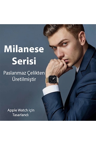 Dux Ducis Apple Watch Uyumlu 42/44/45mm İçin Milanese Premium Milano Loop Kayış Kordon- 5775