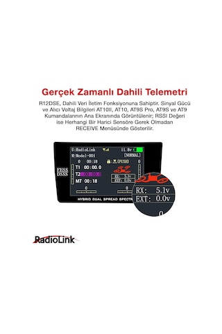 Radiolink R12dse Mini 12 Kanal Uzaktan Kumanda Alıcısı Telemetry Receiver W/ppm+s-bus At9&at9s&at10&at10ıı İle Uyumludur