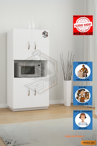 Tamamı Mdf 4 Kapaklı Mikrodalga/mini Fırın Dolabı Çok Amaçlı Mutf