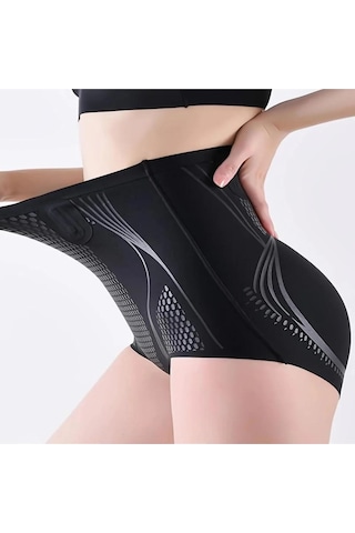 Kadın V-control Yüksek Bel Toparlayıcı Dikişsiz Ten Rengi Iyonizer Korse Külot Siyah