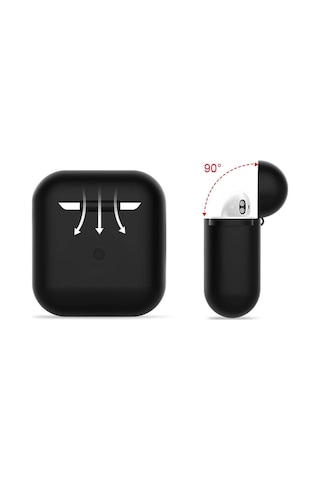 Wozlo Apple Uyumlu AirPods 1. Ve 2. Nesil Koruyucu Silikon Kılıf - Silikon Koruma Kılıfı - Siyah