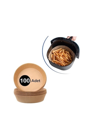Sanec 100 Adet Air Fryer Pişirme Kağıdı Tek Kullanımlık Yağlı Kağıdı Yuvarlak Tabak Model