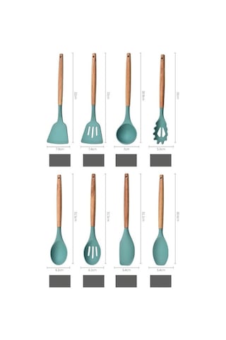 Tongxida Onbir Parçalı Silikon Mutfak Gereçleri Seti Açık Gri Yapışmaz Pişirme Eşyaları Gri