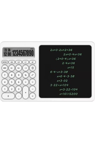 Çok Amaçlı Digital Hesap Makinesi Lcd Ekran Yazma Tableti Ofis Okul İçin Silinebilir El Yazısı Not D Beyaz