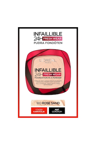 L'Oreal Paris Infaillible 24H Fresh Wear Pudra Fondöten 180 Rose Sand