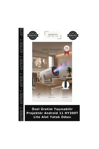 Özel Üretim Taşınabilir Projektör Android 11 Hy300t Lite Alet Yatak Odası
