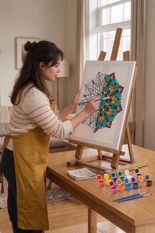 Kalem Desenli Mandala Ahşap Boyama Seti 40x50 Cm