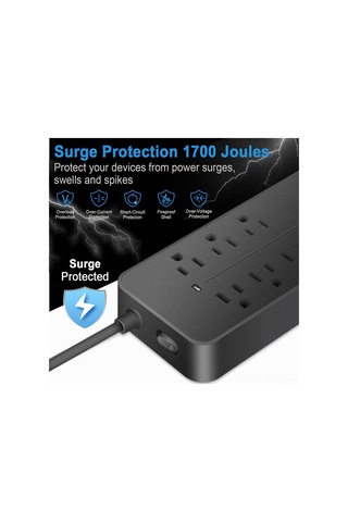 Geeksen Beyaz Abd Standartlı 8 Fişli, 3 Usb+1 Type-c Portlu, 1.2m Kablolu, Fırtına Ve Aşırı Yük Korumalı Ev Kullanımlı Akıllı Çoklu Prizi