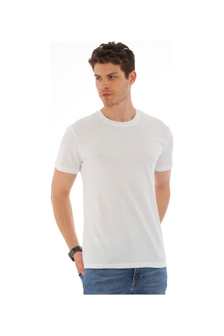 Everest Erkek Kısa Kol Pamuklu Yuvarlak Yaka Günlük Tişört Beyaz