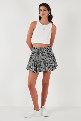 Lela Desenli Beli Lastikli Mini Bayan Şort Etek 5865118 Siyah