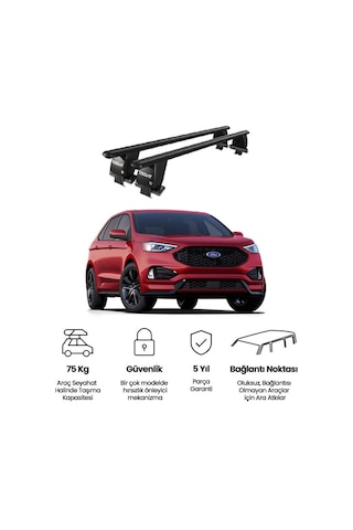 Royal Ford Edge 2016 Ve Sonrası Uyumlu Siyah Ara Atkı Port Bagaj Tavan Barı