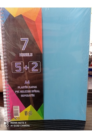 Umut U-Deep A4 Büyük Boy 175 Yaprak Ayraçlı Spiralli Plastik Kapaklı 5 Kareli + 2 Çizgili Defter
