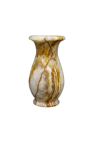 Doğal Oniks Taş Lale Vazo Şık Ve Dekoratif El İşçiliği